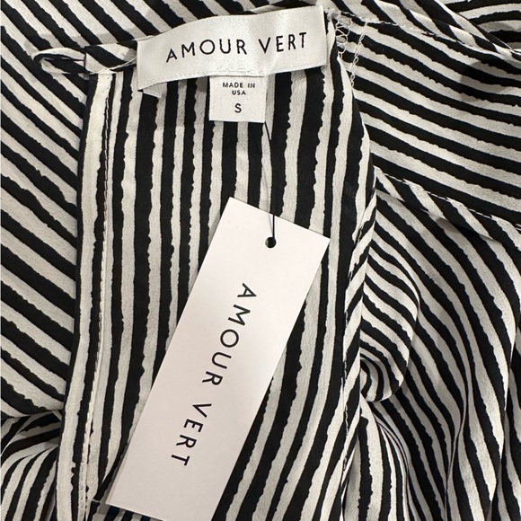 NWT Amour Vert Cortney Washable Silk Ink Striped Midi Dress Size S - Picture 10 of 10